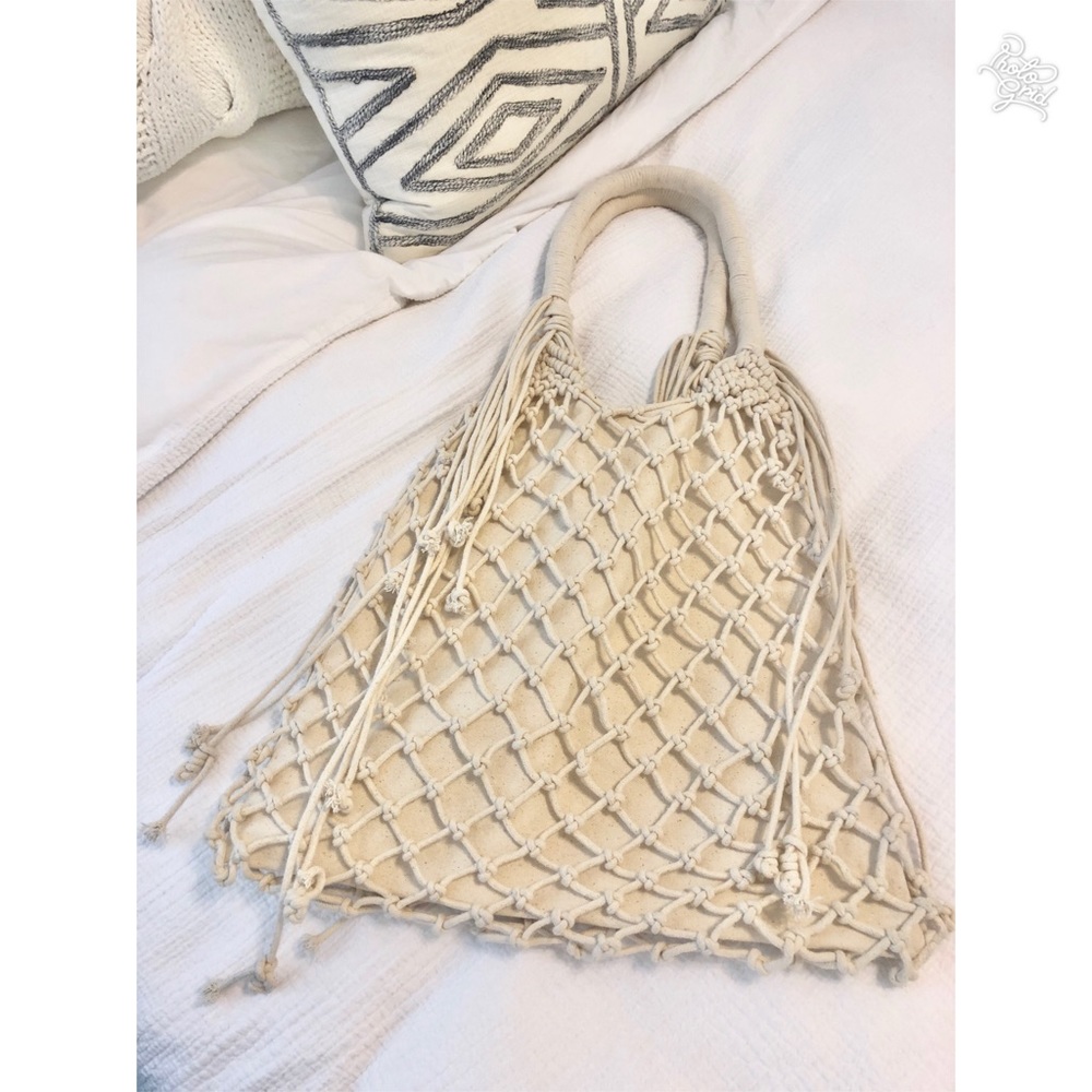 Urban Outfitters Cream Macramé Net Tote